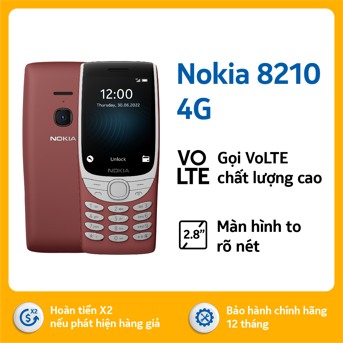 Điện thoại nokia 8210 4g - hàng chính hãng - fullbox