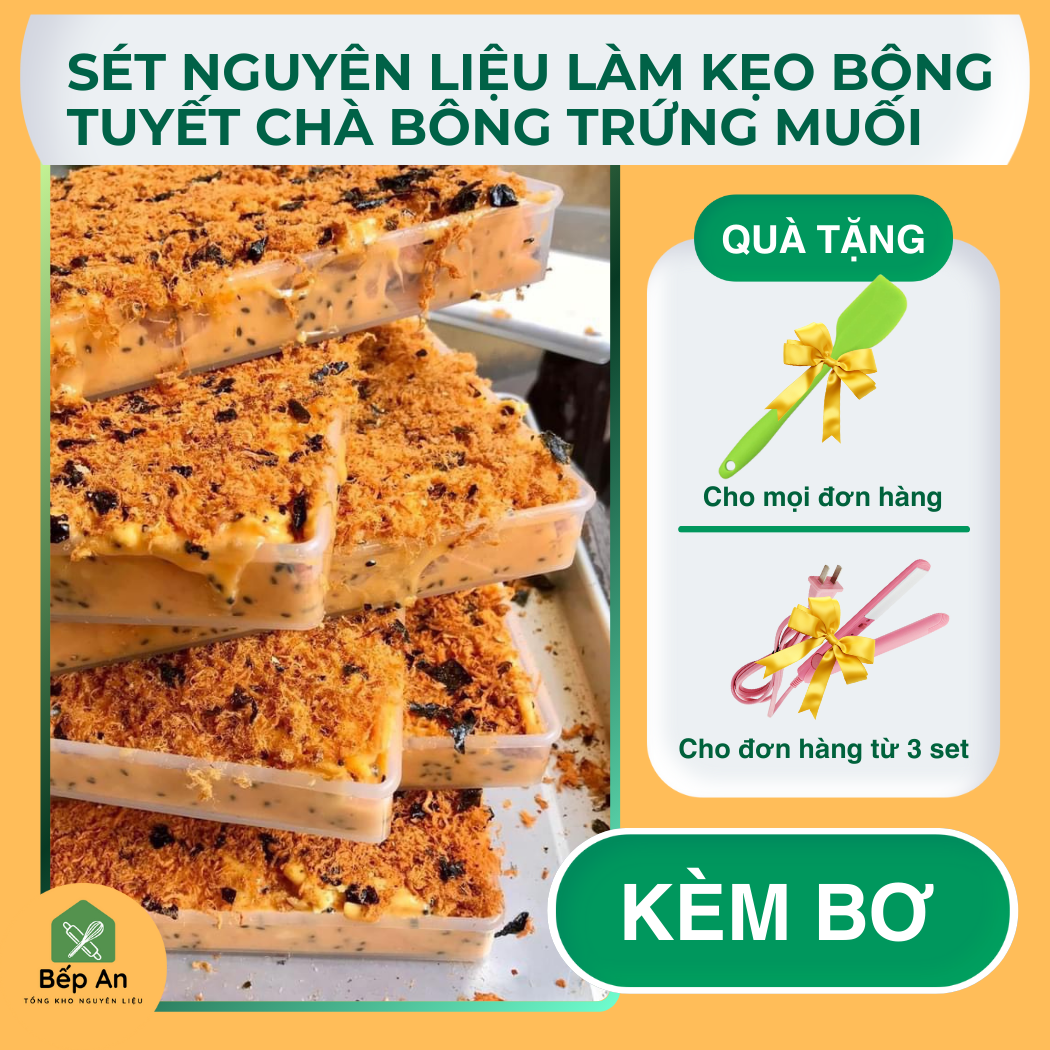 (HOT) Set nguyên liệu làm bánh Bông Tuyết nhiều vị (Kèm Bơ) - Tặng phới dẹt mỗi đơn