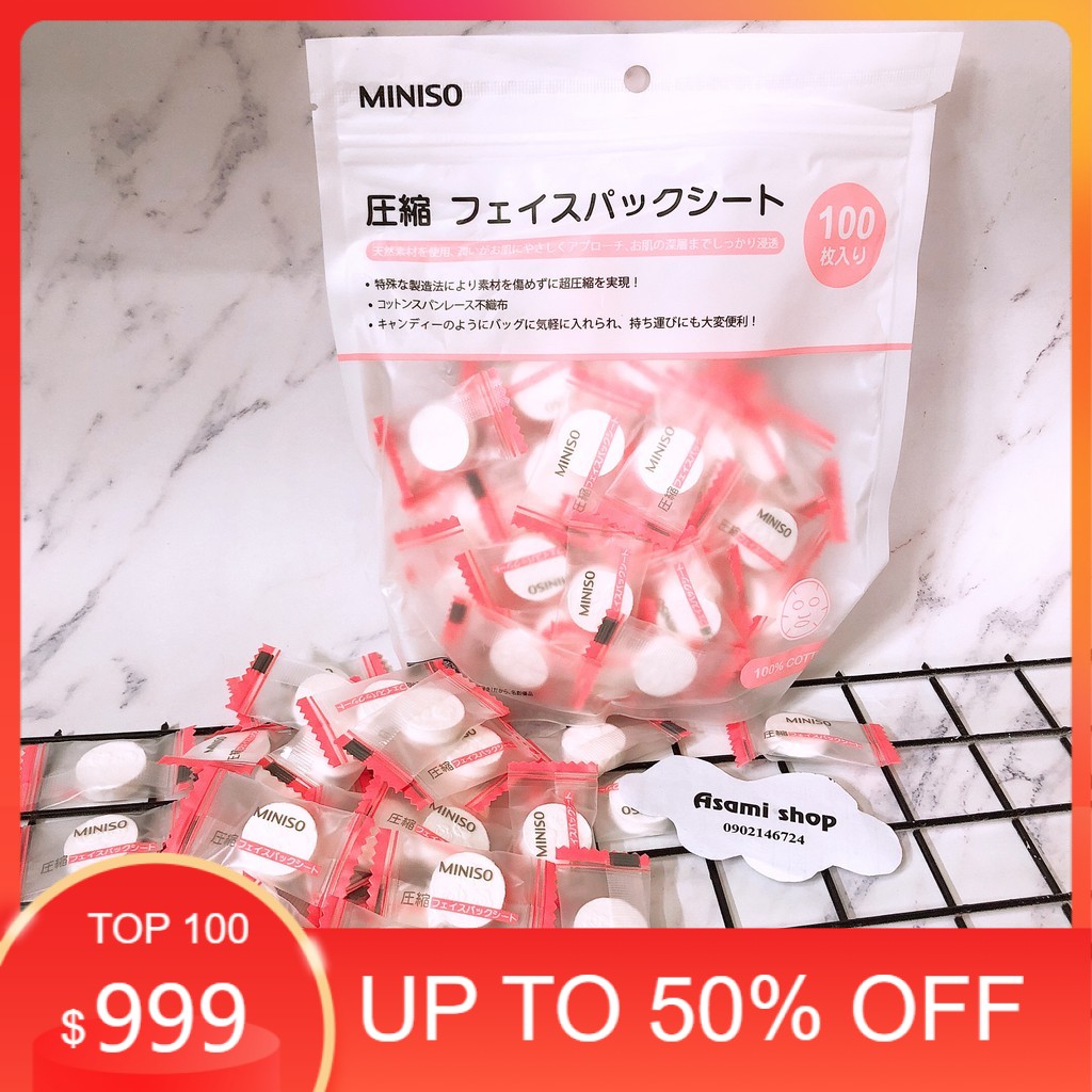 Mặt nạ dạng viên nén #miniso japan 100v