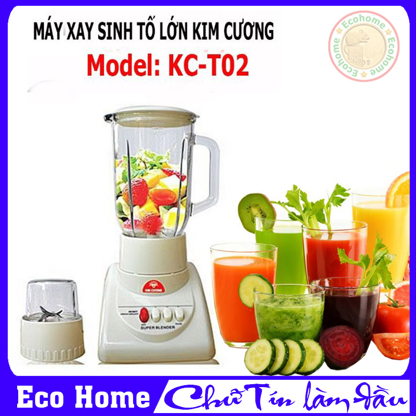 Máy xay sinh tố 2 cối Kim Cương KC-T02, Máy xay sinh tố chính hãng, Máy xay sinh tố giá rẻ - Bảo hành 06 tháng, phân phối Eco Home