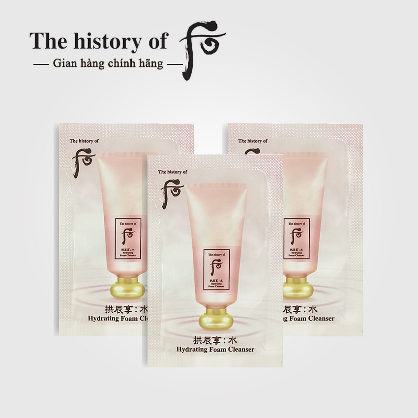 Sữa rửa mặt Whoo Gongjinhyang Soo Hydrating Foam Cleanser 3ml/gói - Sữa rửa mặt dưỡng ẩm; Sữa rửa mặt Whoo hồng; sữa rửa mặt cấp ẩm Whoo