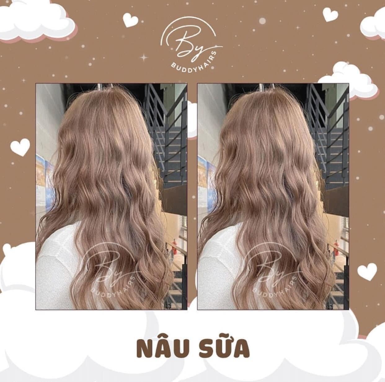 Sét thuốc nhuộm tóc nâu sữa kèm oxi và gang tay