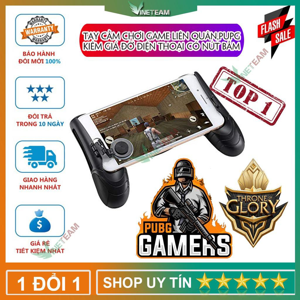 Tay cầm chơi game liên quân - pupg kiêm giá đỡ điện thoại có nút bấm - gamepad -dc4066