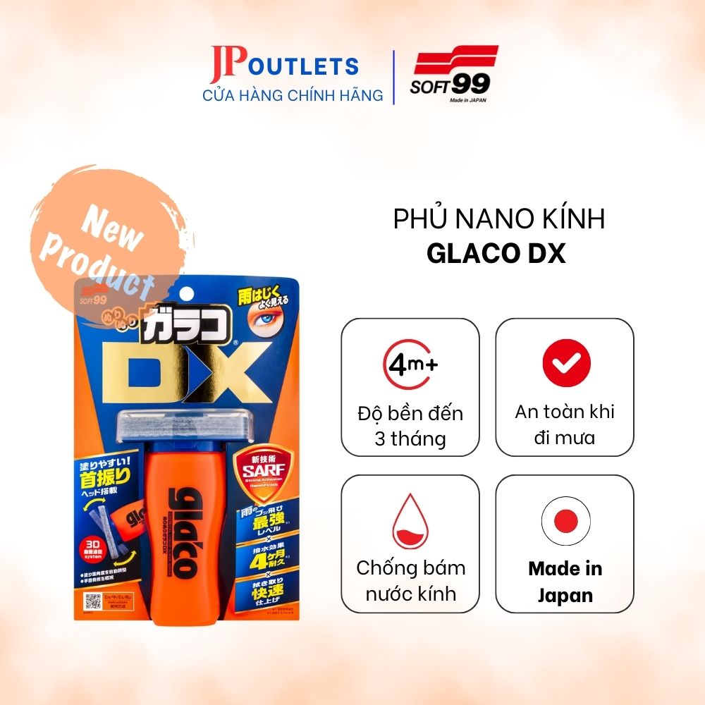 Phủ nano, chống bám nước kính ô tô - tác dụng đến 4 tháng - glaco dx g-315 | soft99 japan