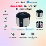 Nồi Cơm Điện Nắp Gài Sharp KS-19TJVST/BC (1.8 Lít) - Hàng chính hãng
