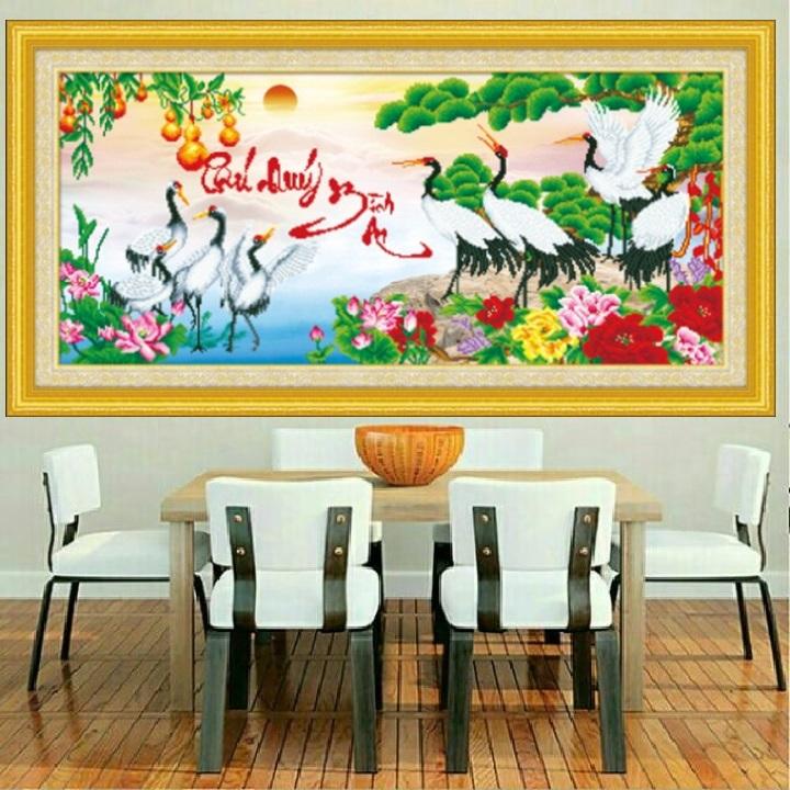 Tranh Đính Đá Phú Quý Bình An LV358 117*58cm (TRANH TỰ ĐÍNH)