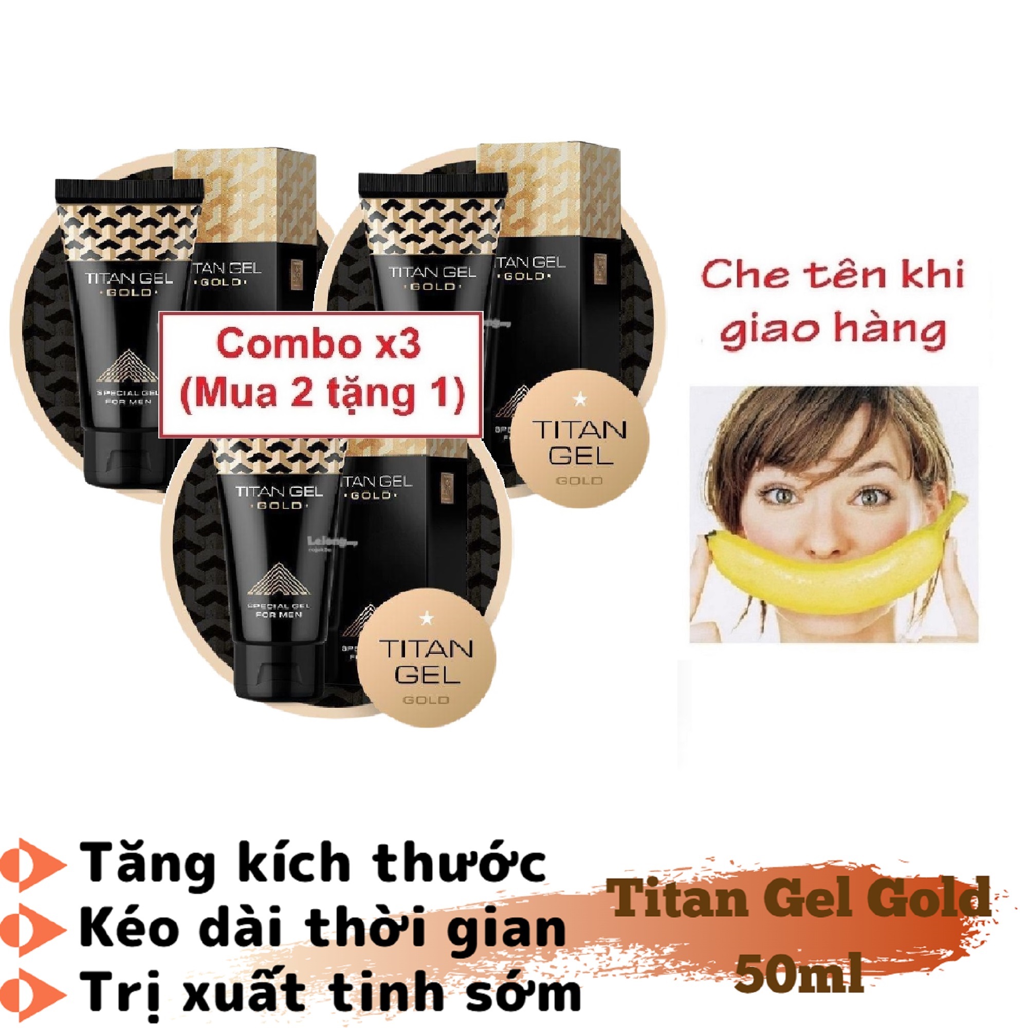 Combo x3 Titan Gel Nga GOLD cao cấp phiên bản giới hạn - Gel dành cho nam - hàng chính hãng - tăng kích thước cho cậu bé
