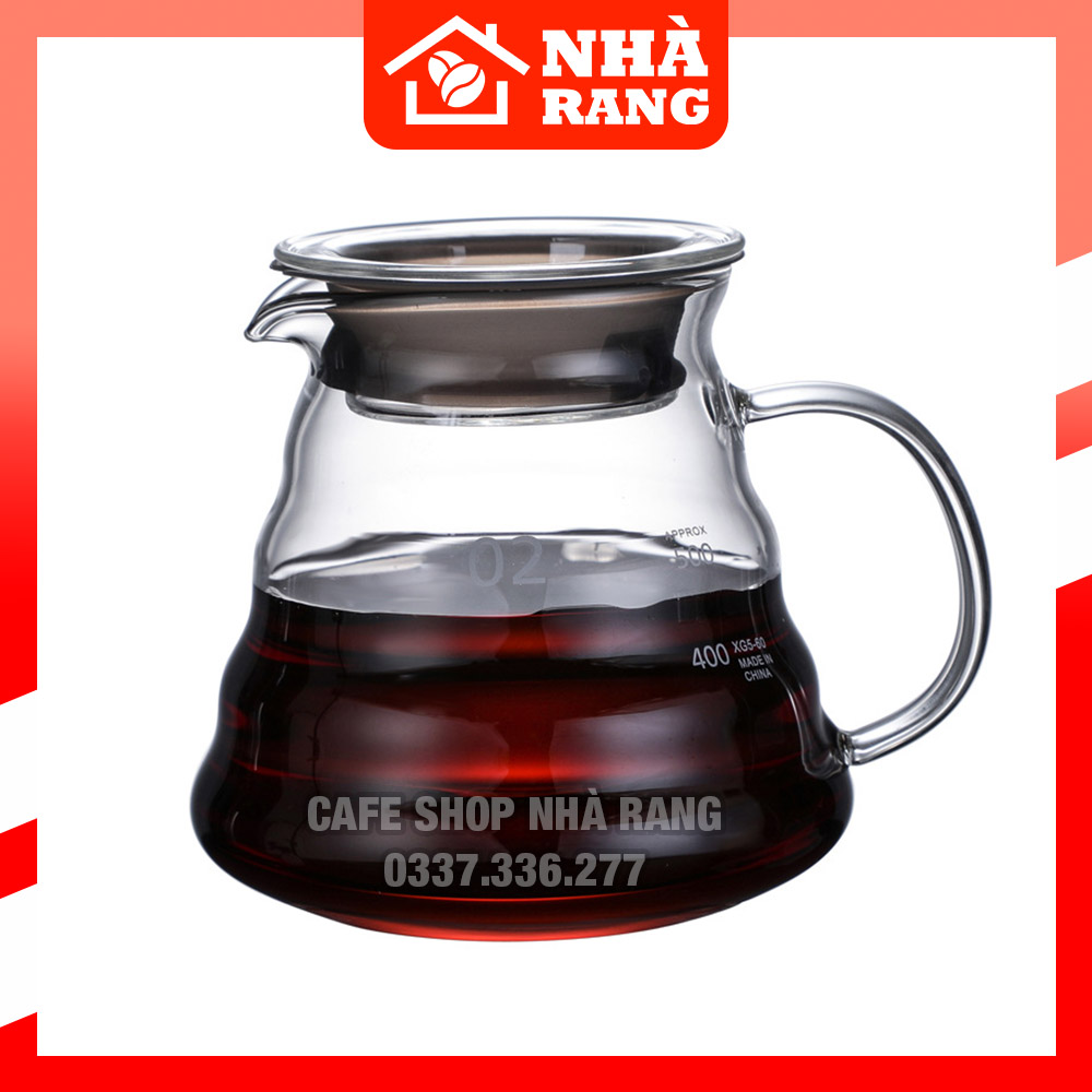 Bình thủy tinh pha cà phê 300ml 500ml có nắp đậy | Cafe Nhà Rang