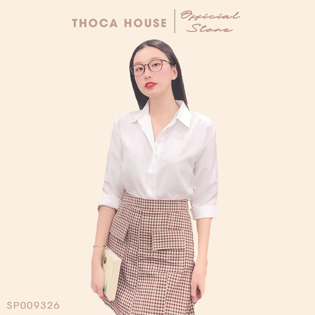 Áo sơ mi nữ tay dài nhiều màu trơn basic nút ẩn THOCA HOUSE freesize dưới 56kg phù hợp đi học, đi làm công sở, đi chơi