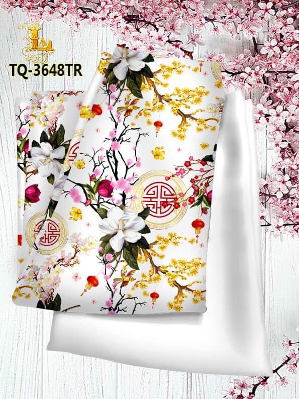 Vải may áo dài họa tiết chiếc hoa in 3D sắc nét, vải mềm rũ mặc mát co giãn