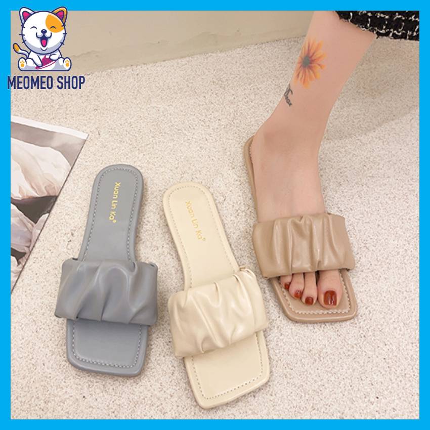 Dép nữ quai ngang nhúm cực xinh mang êm chân HOT 2023, dép lê nữ quai ngang mẫu mới