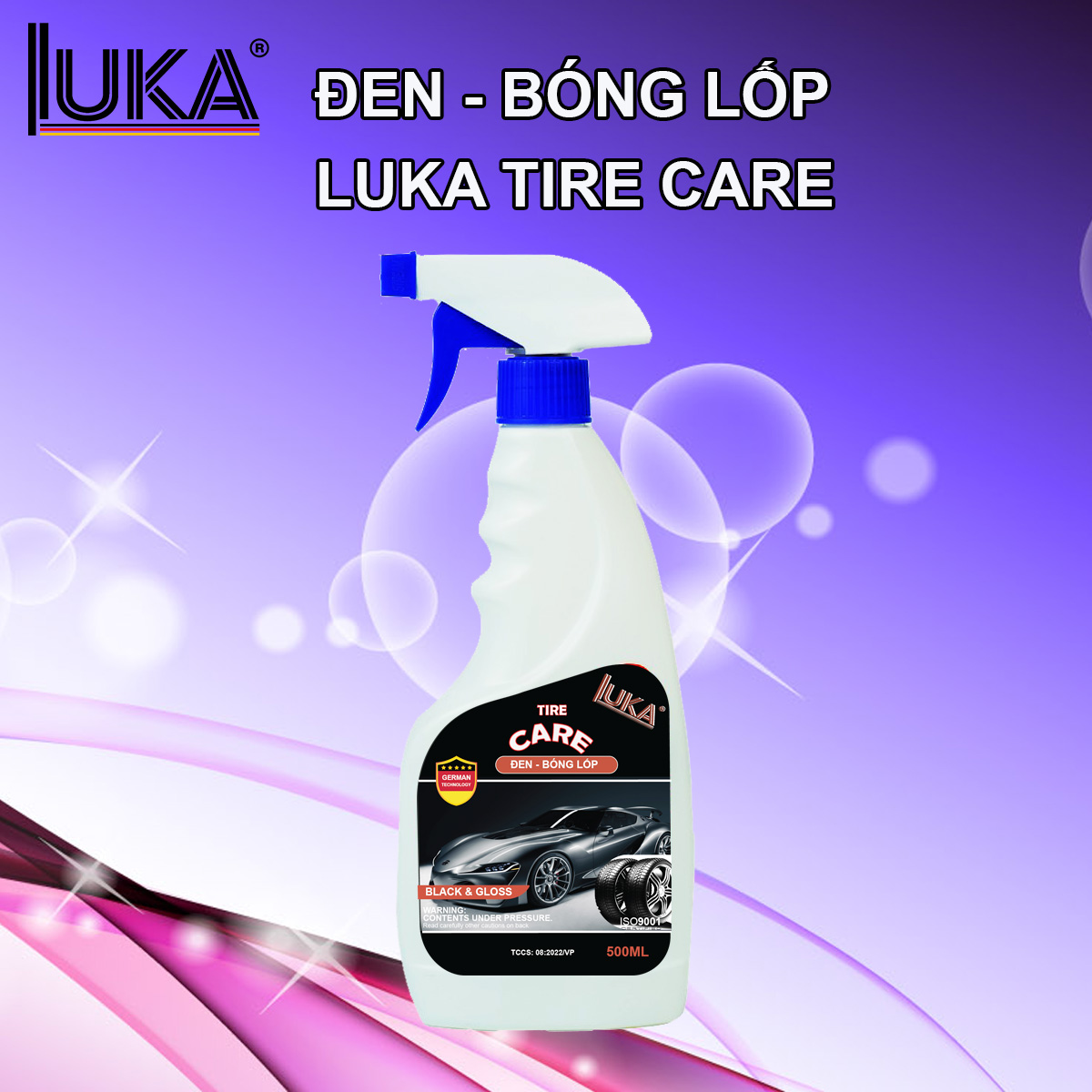 Bình xịt làm bóng và bảo vệ lốp xe ô tô Luka - Luka Tire Care 500ml