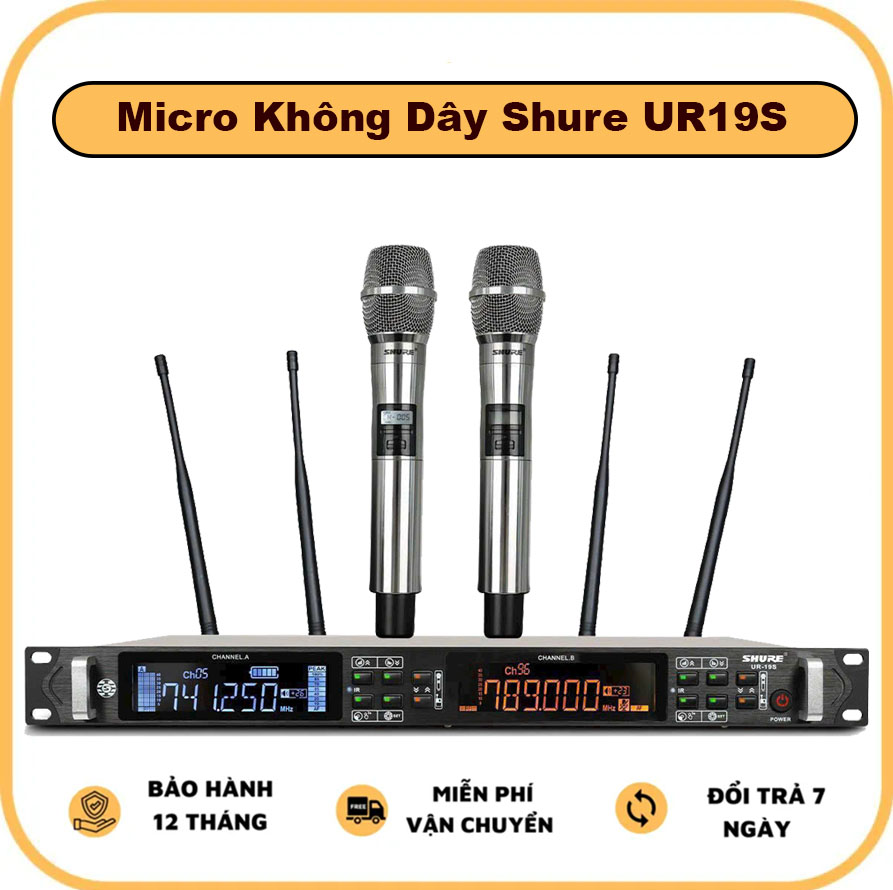 HÀNG LOẠI 1 | Micro Không Dây Shure UR19S - Độ Nhạy Cao Bắt Sóng Xa, Micro Hát Cực Nhẹ Chất Âm Trầm Ấm Trong Trẻo, Chất Liệu Inox Nguyên Khối Chuyên Dùng Cho Karaoke Gia Đình, Sự Kiện Dễ Dàng Phối Ghép Dàn Karaoke Bảo Hành 12 Tháng