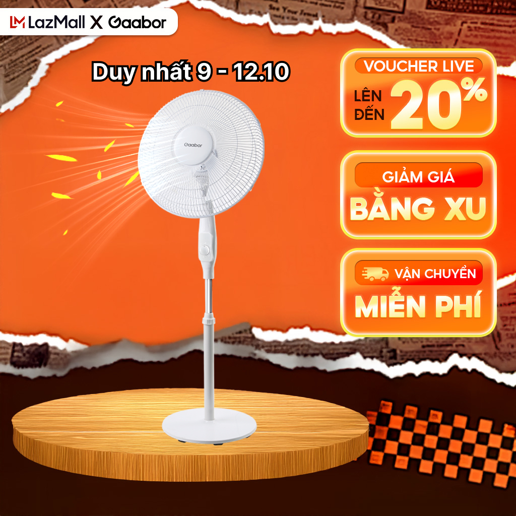 FLASH SALE Quạt điện đứng 5 cánh 3 tốc độ Gaabor FM430M-WH05A đảo gió 90 độ tuần hoàn tùy chỉnh tiết kiệm điện - Bảo hành 12 tháng 1 đổi 1