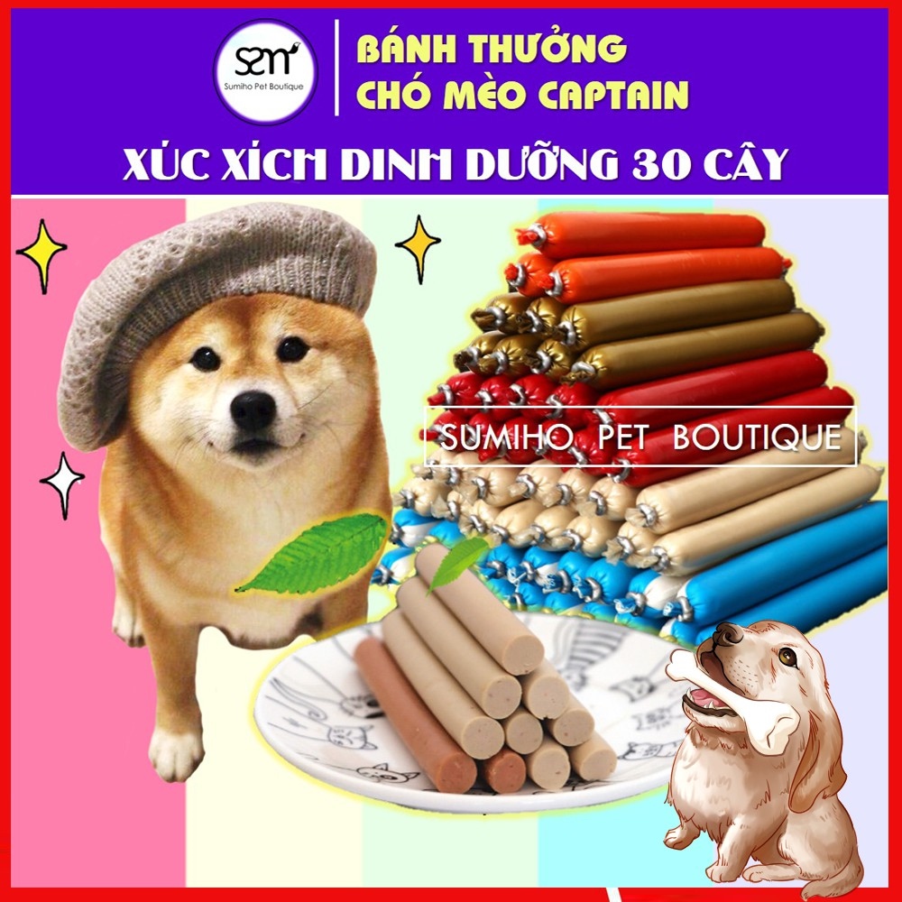 Xúc xích cho chó mèo Captain bịch 30 cây (500gr)