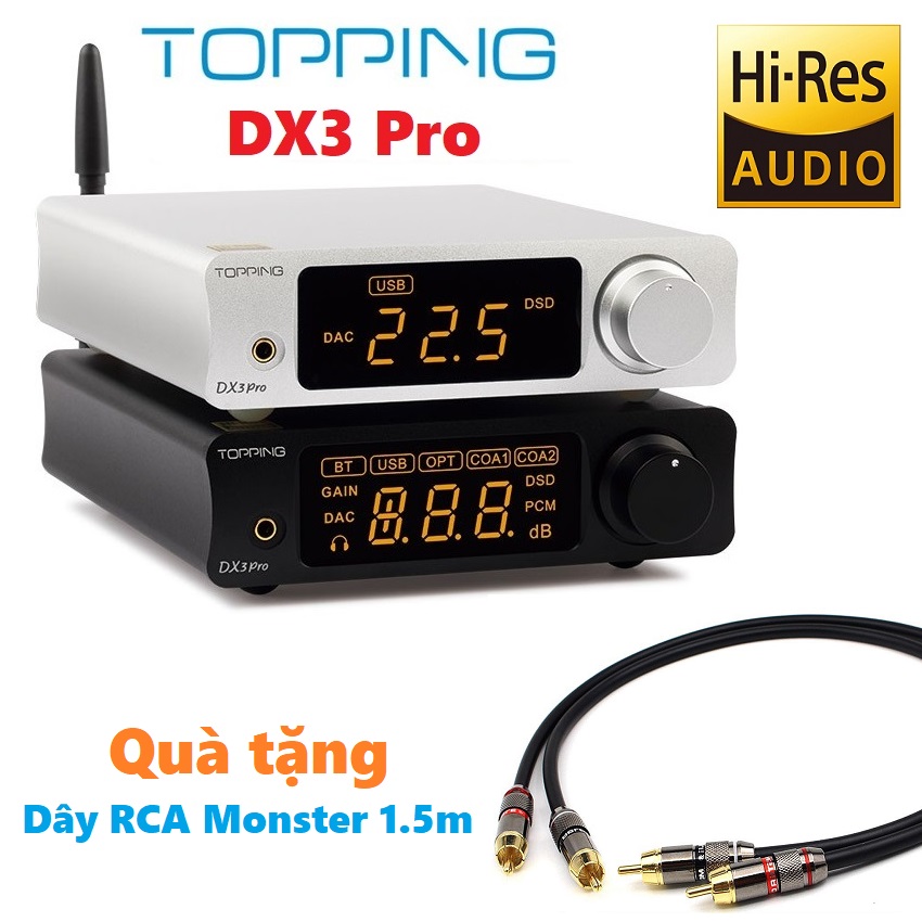 [Trả góp 0%]( Quà tặng miễn phí ) DAC Topping DX3 Pro Bluetooth 5.0 - Thiết bị DAC/AMP dành cho máy tính Topping DX3 Pro - DAC/AMP để bàn mạnh mẽ Bluetooth 5.0