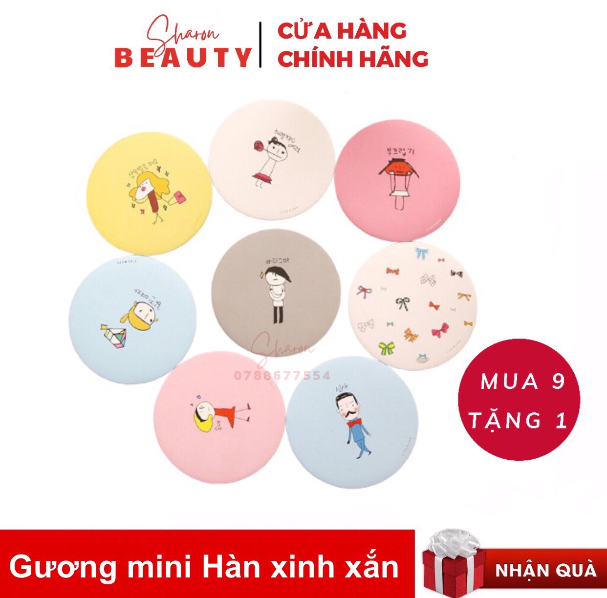 Gương trang điểm, gương mini Hàn Quốc cực xinh xắn và tiện lợi cho các nàng