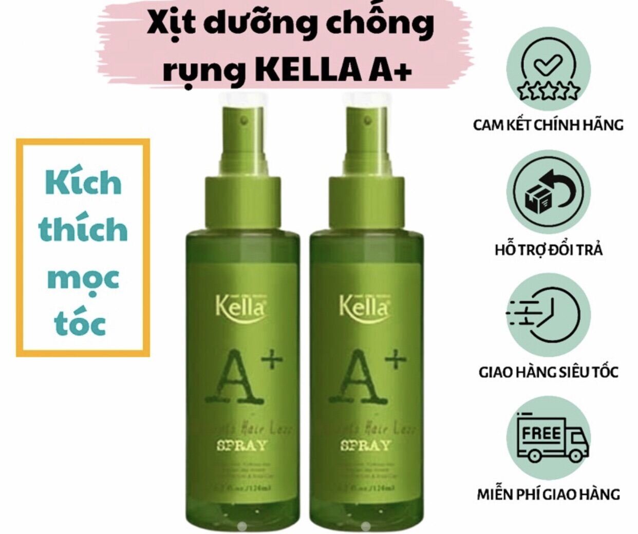 [Chỉ 7/3 Hoàn Tiền 15%][Chính Hãng] Xịt dưỡng chống rụng tóc kella 120ml