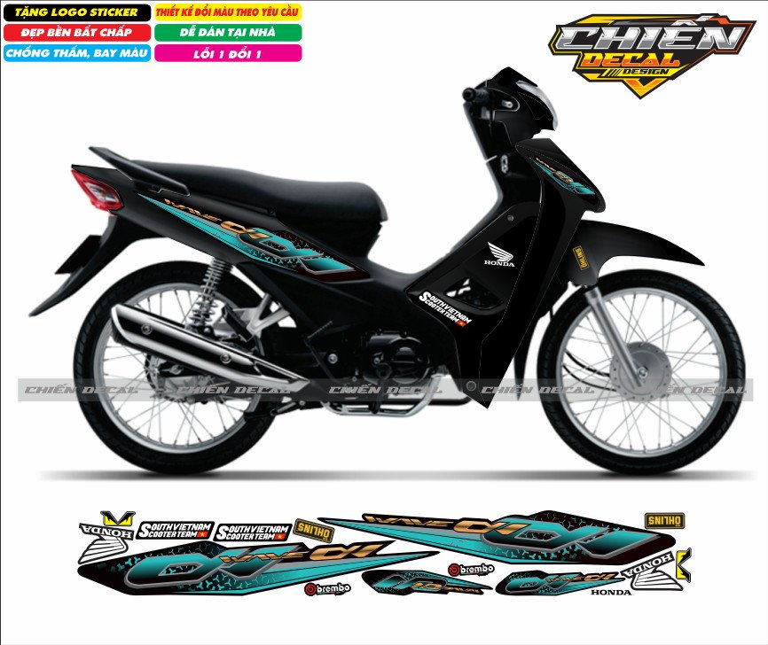 Tem rời xe wave anpha 110cc - 100cc - 50cc chế mẫu zin nhiều màu lựa chọn