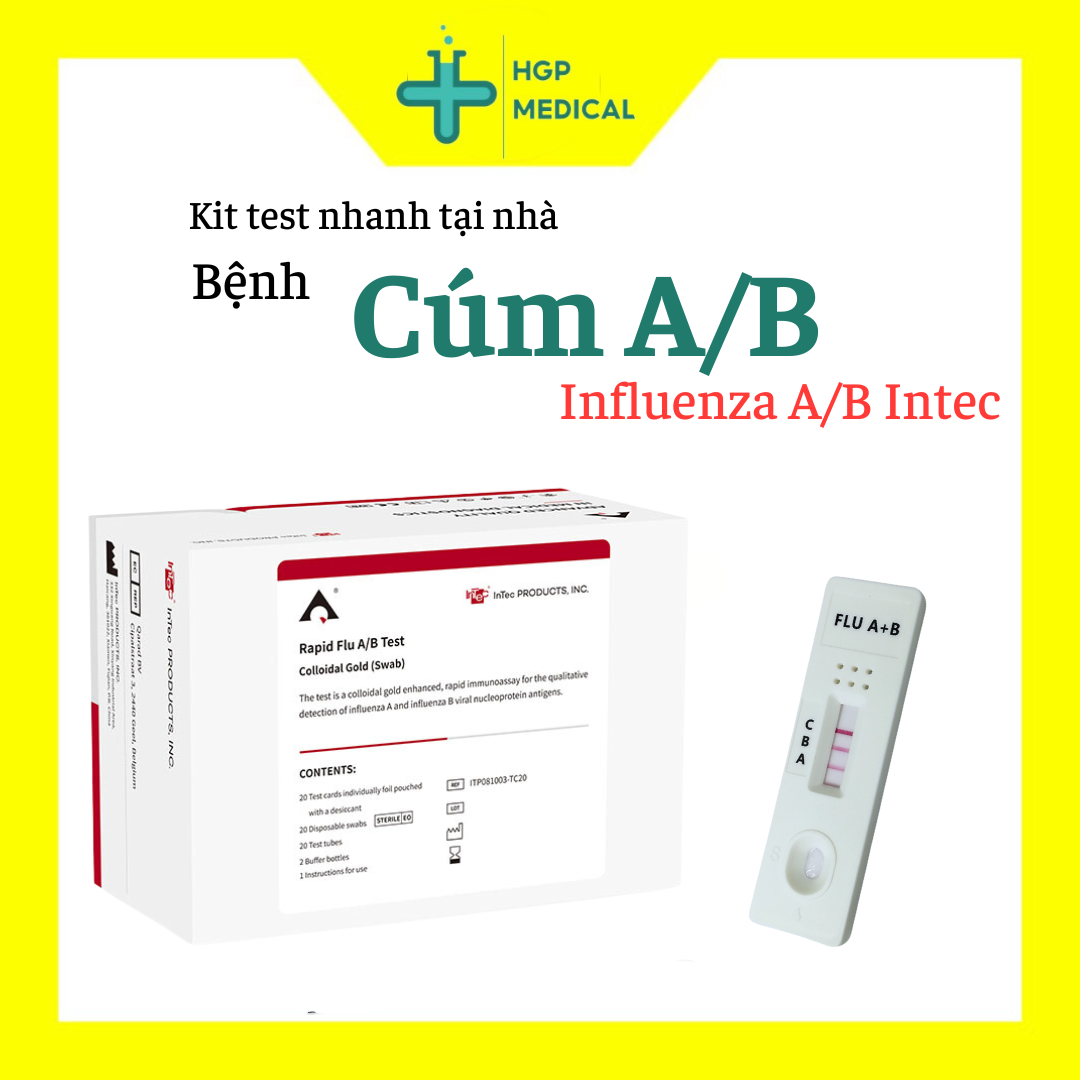 Bộ test Cúm A, cúm B, kit test Nhanh Influenza A/B Intec, Cúm Type A&B, 1 KIT TEST