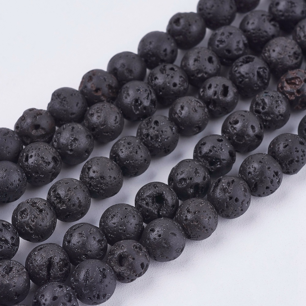 1Strand Natural Lava Rock Stone Bead Strands Round 6.5mm Hole 0.5mm about