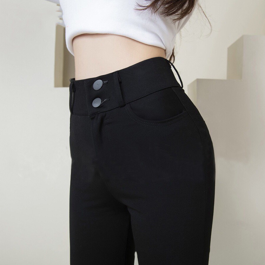 Quần jean nữ cạp cao gen bụng chất bò giấy siêu co giãn skinny phong cách Hàn Quốc