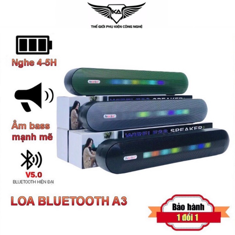 Loa bluetooth A3 mini mới nhất 2 loa Bass mạnh âm thanh đỉnh có kết nối máy tính BH 1 đổi 1 6 tháng [Tặng Cáp 39k]