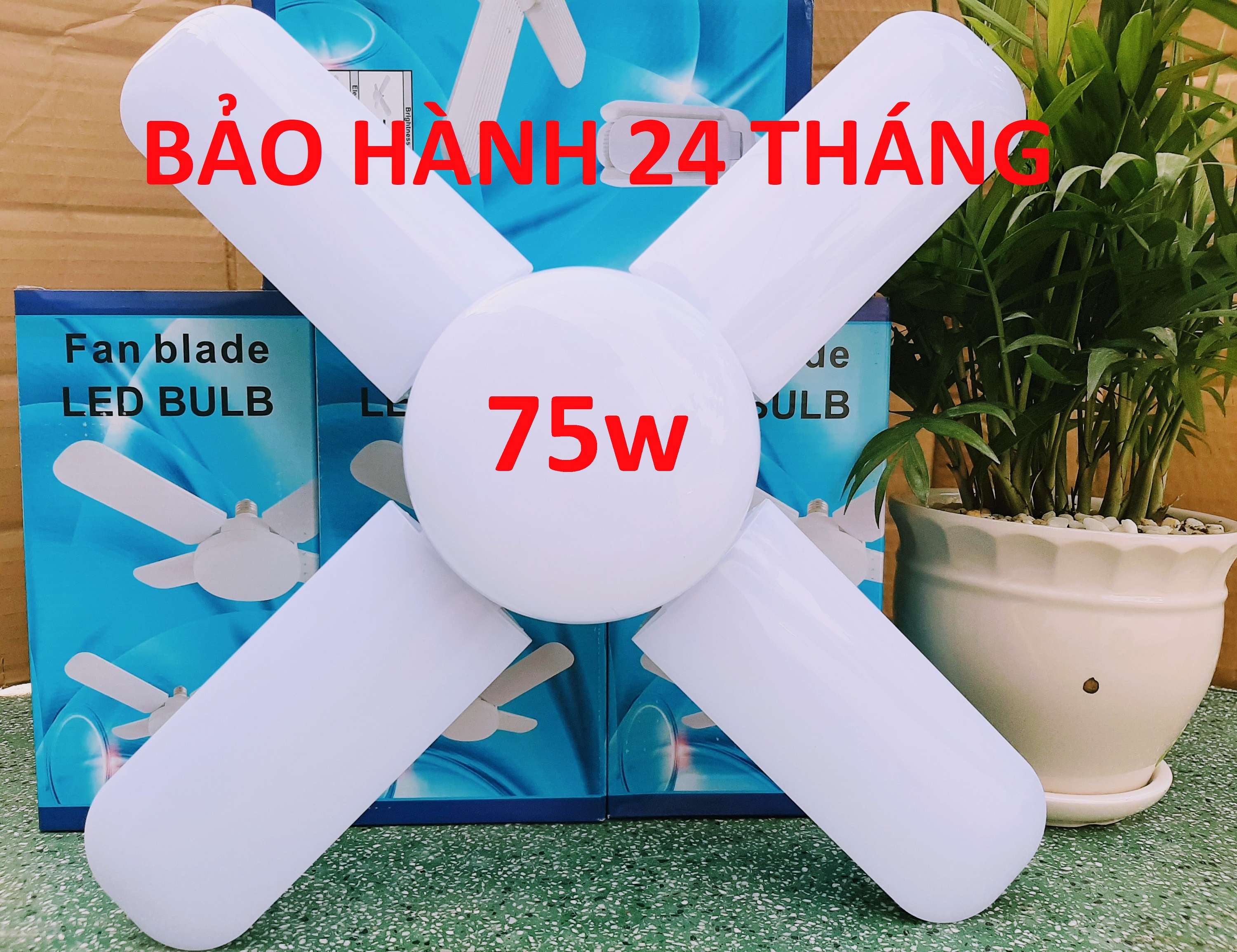 Đèn led hình cánh quạt 75W siêu sáng gồm 4 cánh và tâm đèn