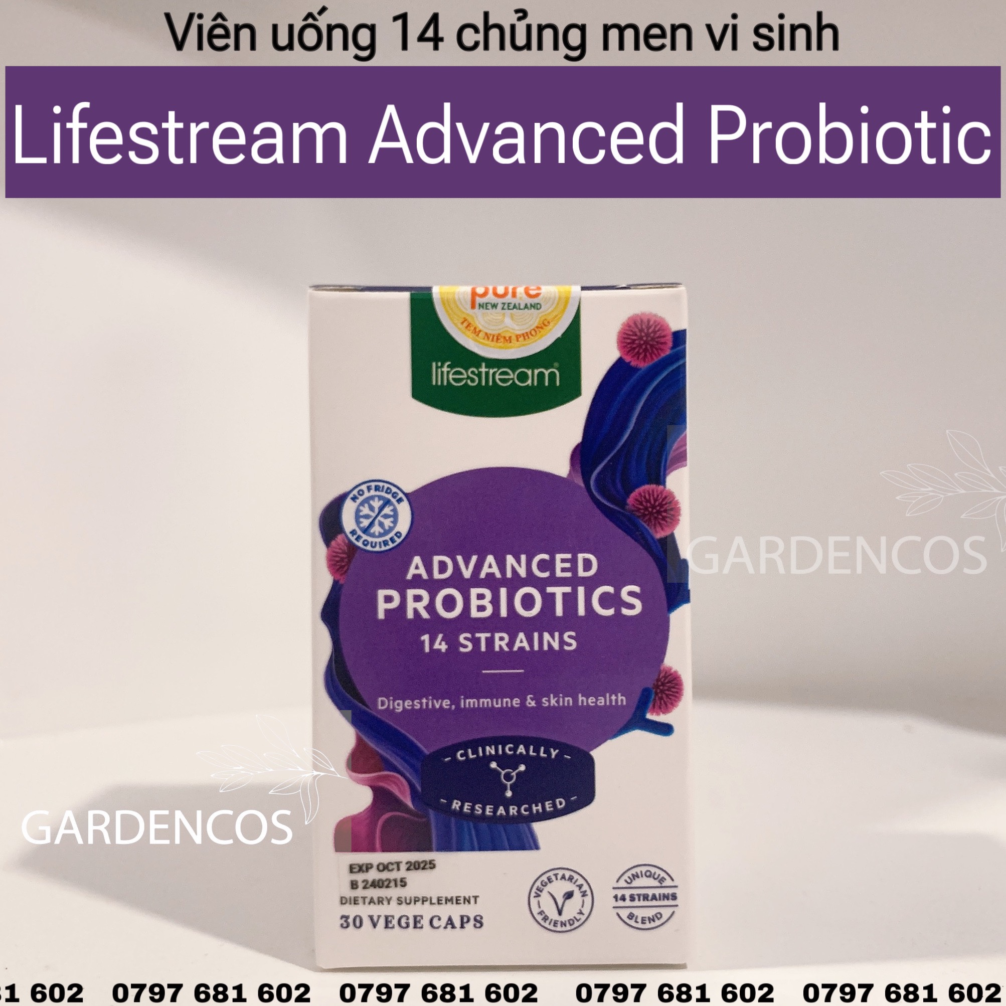  DB - Probiotics Viên uống 14 chủng men vi sinh Lifestream Advanced 30 viên - Gardencos 