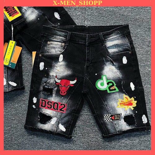 Quần short jean nam rách xước thêu logo D.SQ cao cấp thời trang trẻ trung sang trọng X-MEN_SHOPP