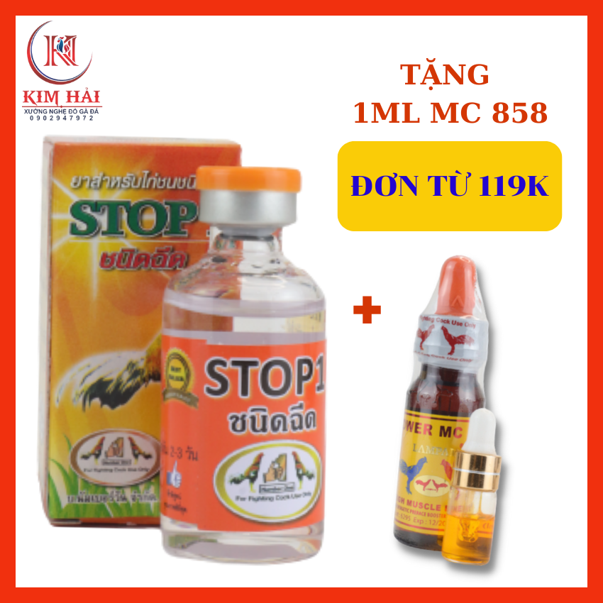 Stop 1 [lọ 10 ml]-[dạng chích]-V.u.a trong các loại chích tang cho gà cựa,gà đòn.(tặng kèm kim tiêm)