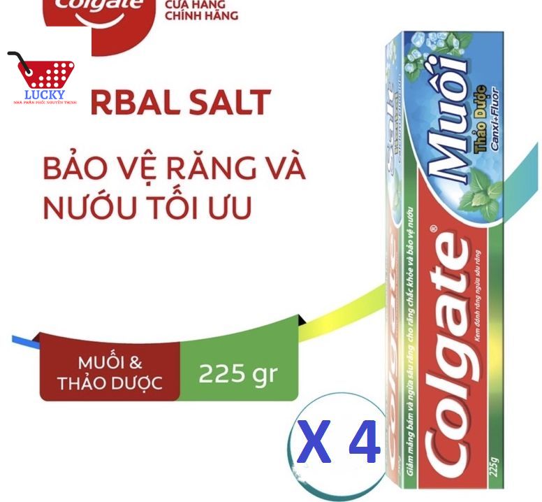 Combo 4 hộp kem đánh răng colgate muối thảo dược herbal salt 225gx4 bảo vệ nướu- hàng chính hãng