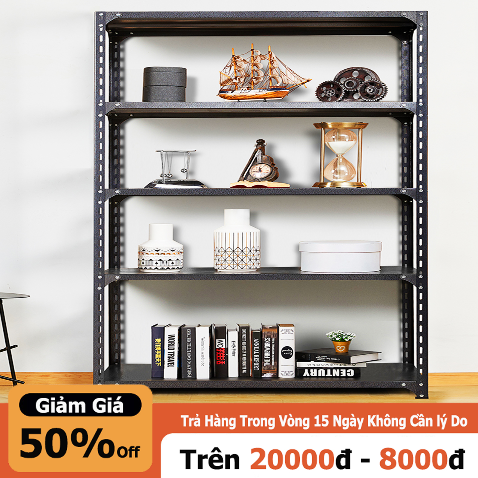 Miki kệ sắt v lỗ đa năng dài giá kệ để đồ đa năng 3, 4, 5 tầng+ kèm chân lót nhựa