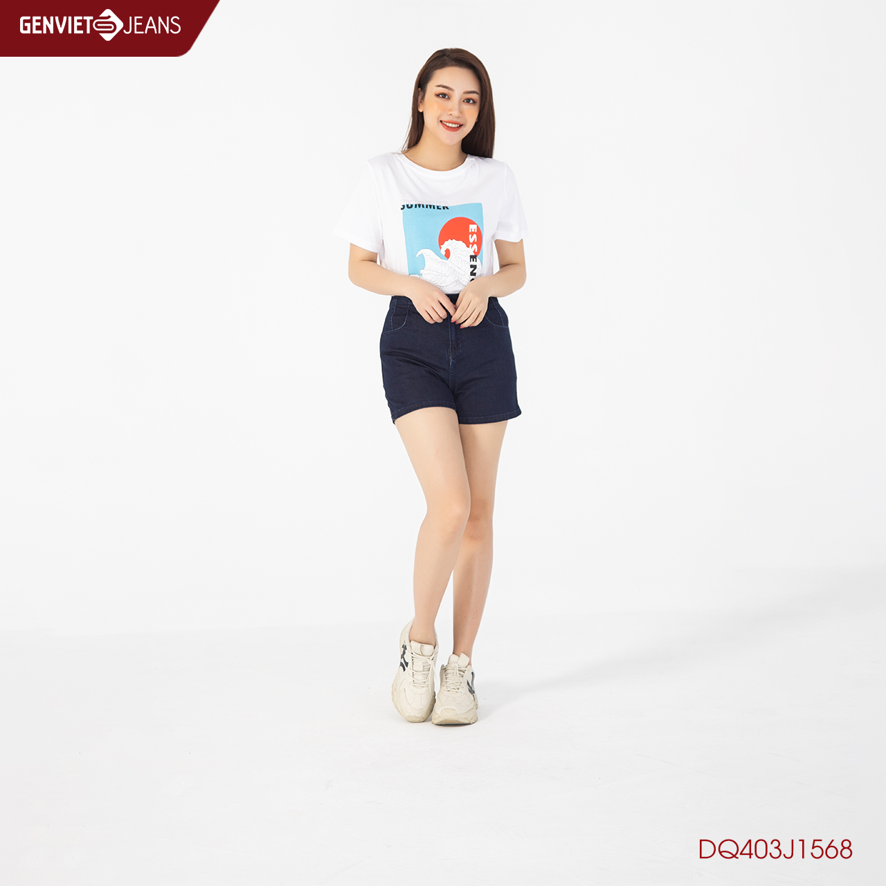 Quần sooc jeans nữ dq403j1568 genviet