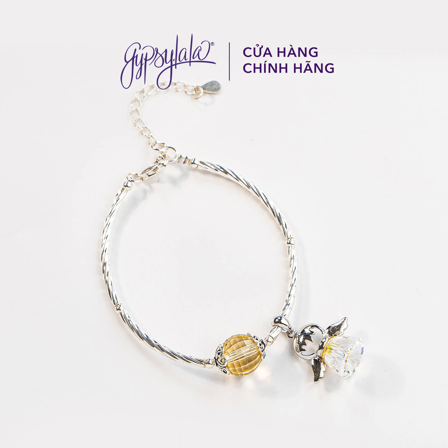 Vòng tay đá thạch anh vàng thiên nhiên charm thiên thần sp004108 gypsy.lala