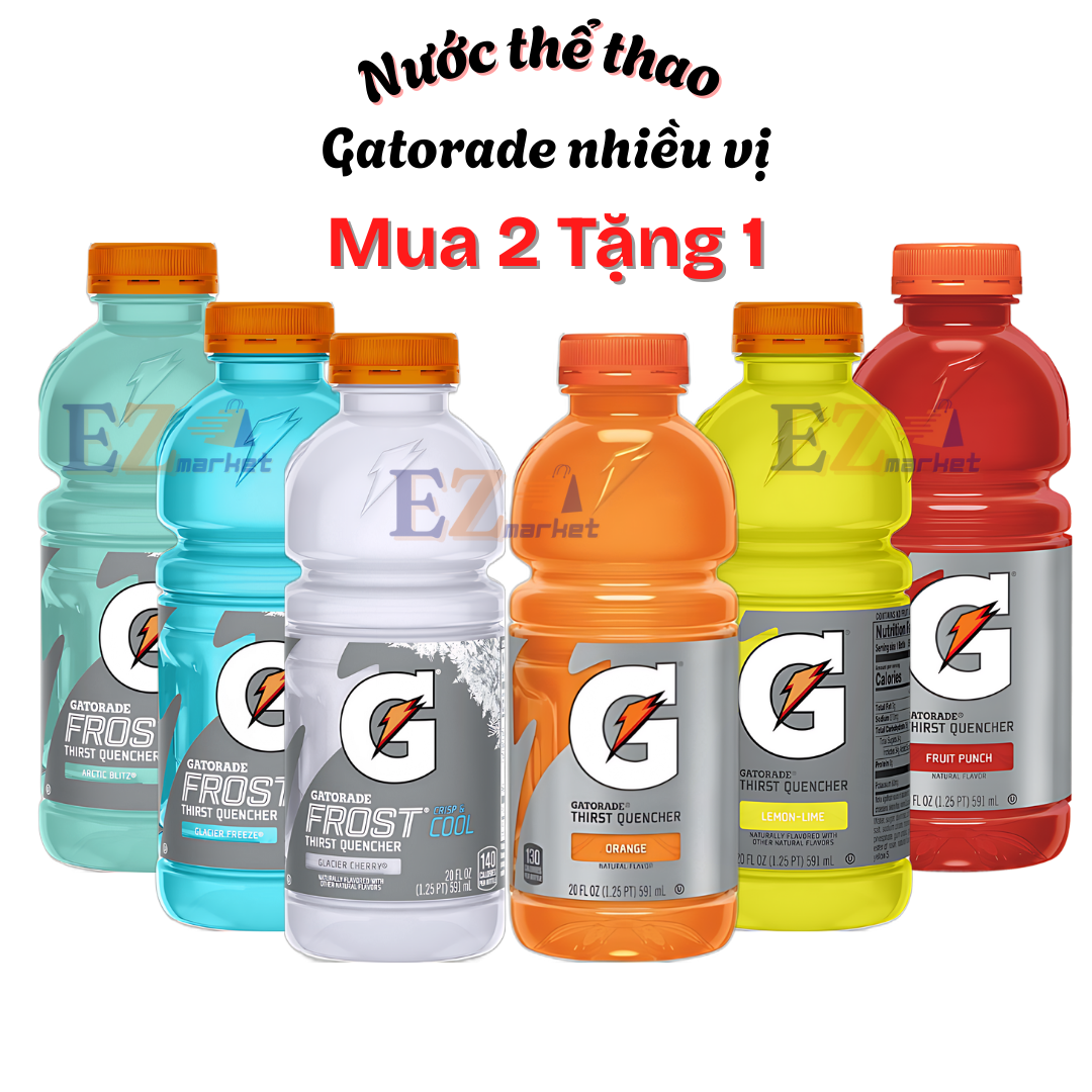 Nước giải khát thể thao Gatorade Cherry,Lemon, Fruit Punch,Arctic Blitz,Orange,Freeze 591ml
