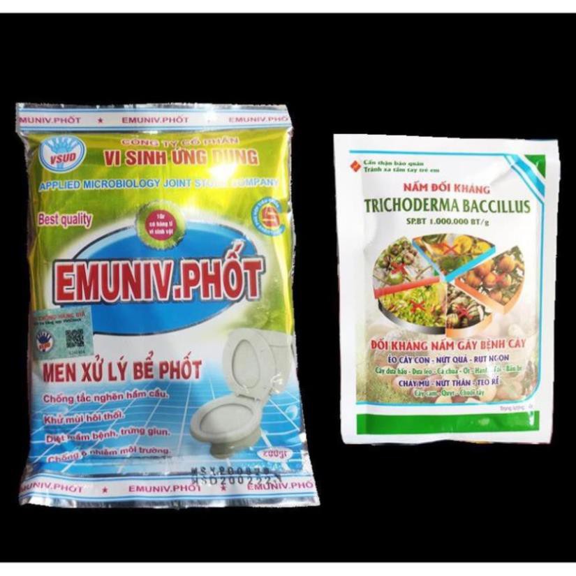 COMBO Ủ PHÂN ĐẬU TƯƠNG bằng CHẾ PHẨM EMUNIV 200g + TRICHO 50g