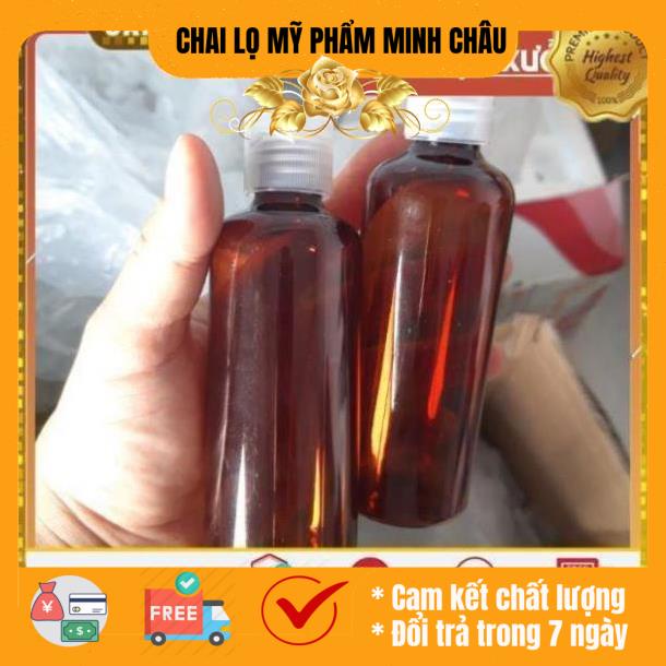 Chai nhựa pet nắp bật nâu 50ml/100ml - chai lo my pham