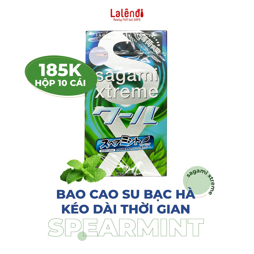 Bao cao su Bạc hà Sagami XTreme Spearmint 0.05mm siêu mỏng kéo dài thời gian (10 bao/hộp)