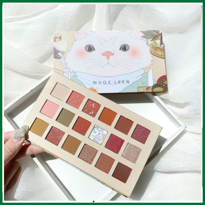 [Mẫu Mới] Phấn mắt MUGE LEEN bảng phấn mắt con mèo 18 ô, Bảng Phấn Mắt 18 Ô Nhũ Muge Leen Cat, trang điểm mắt, nhũ mắt kim tuyến hàng nội địa trung BODY CARE SHOP A35