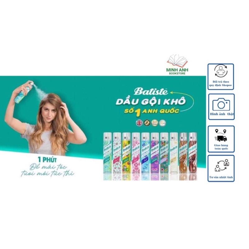 Dầu gội khô batiste 200ml dạng xịt hàng chính hãng
