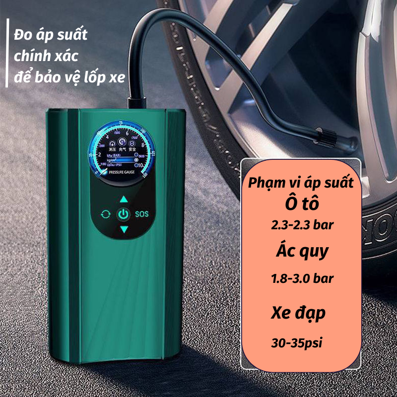 Bơm lốp mini xe hơi bơm lốp ô tô siêu bền tuổi thọ cao an toàn sử dụng asaki.home
