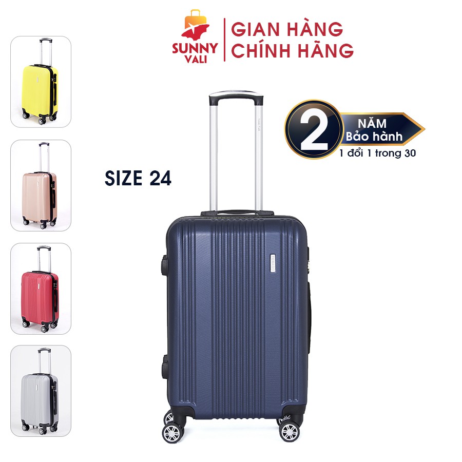 Vali kéo du lịch SUNNY TONAGO size 24 - nhựa dẻo ABS, Chống va đập, khóa số an toàn