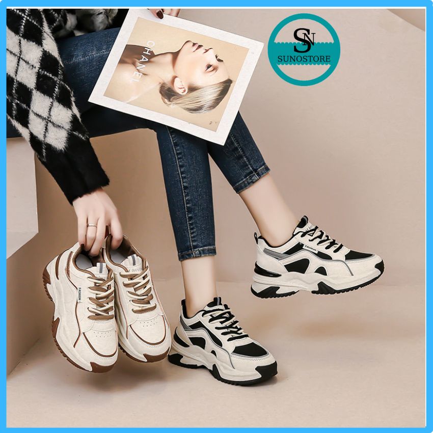 Giày thể thao nữ da mềm đế cao 5cm tôn dánggiày nữ kiểu dáng hàn quốc mẫu mới
