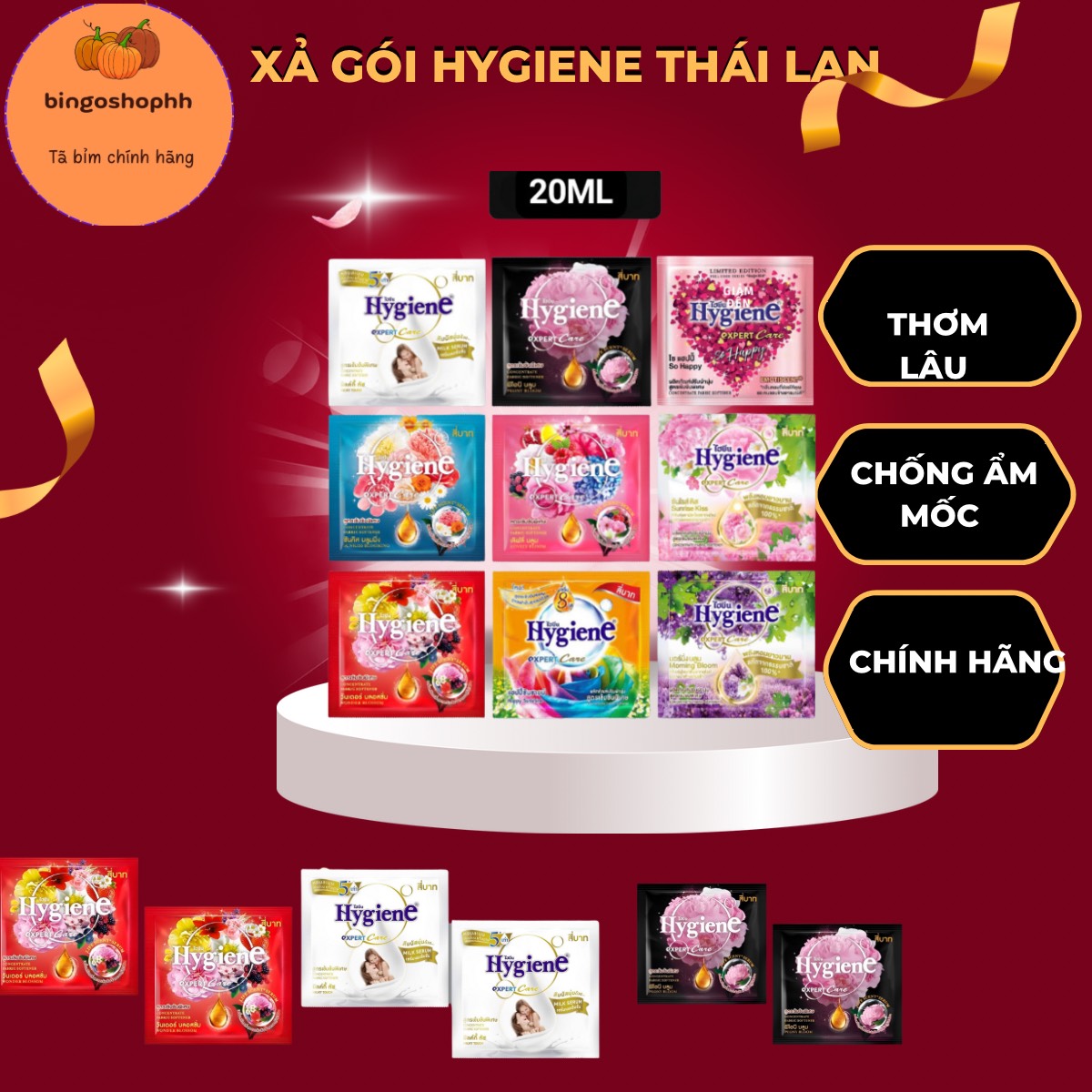 Nước Xả Vải Đậm Đặc Hygiene Thái Lan gói 20ml siêu thơm sử dụng tiết kiệm
