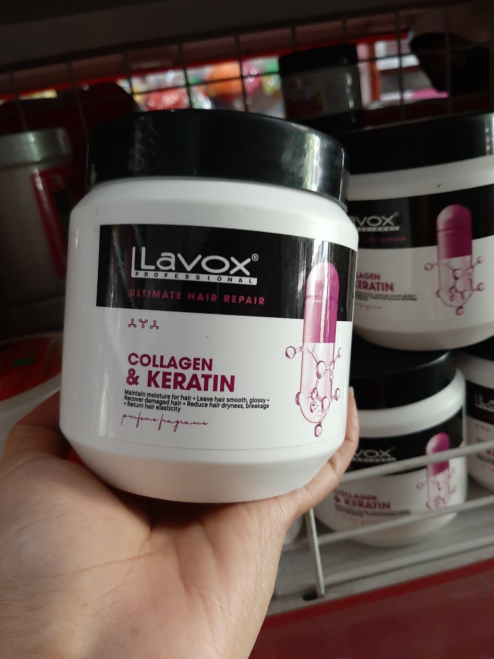 Hấp dầu phục hồi tóc lavox collagen keratin 500ml