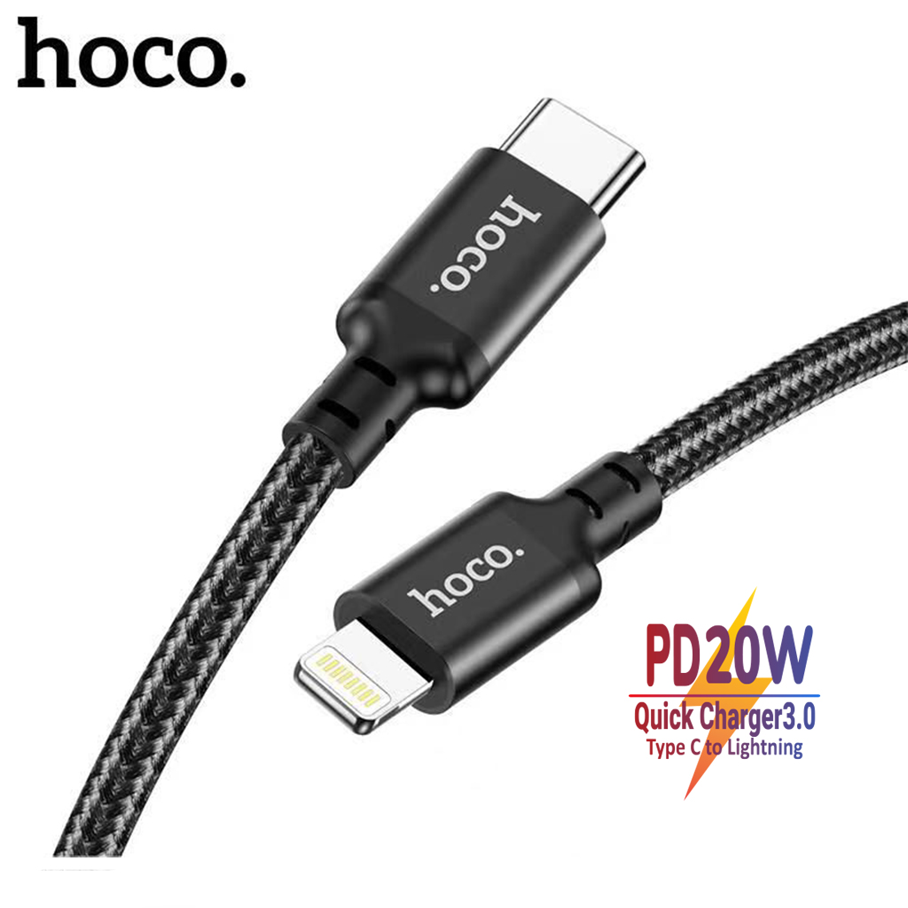 Cáp sạc Hoco X14 sạc nhanh PD 20W Type-C to Lightning , Quick Charger 3.0, truyền Data, dây bọc dù chống đứt, gãy gập, dành cho iPhone/iPad, dài 1m/2m/3m