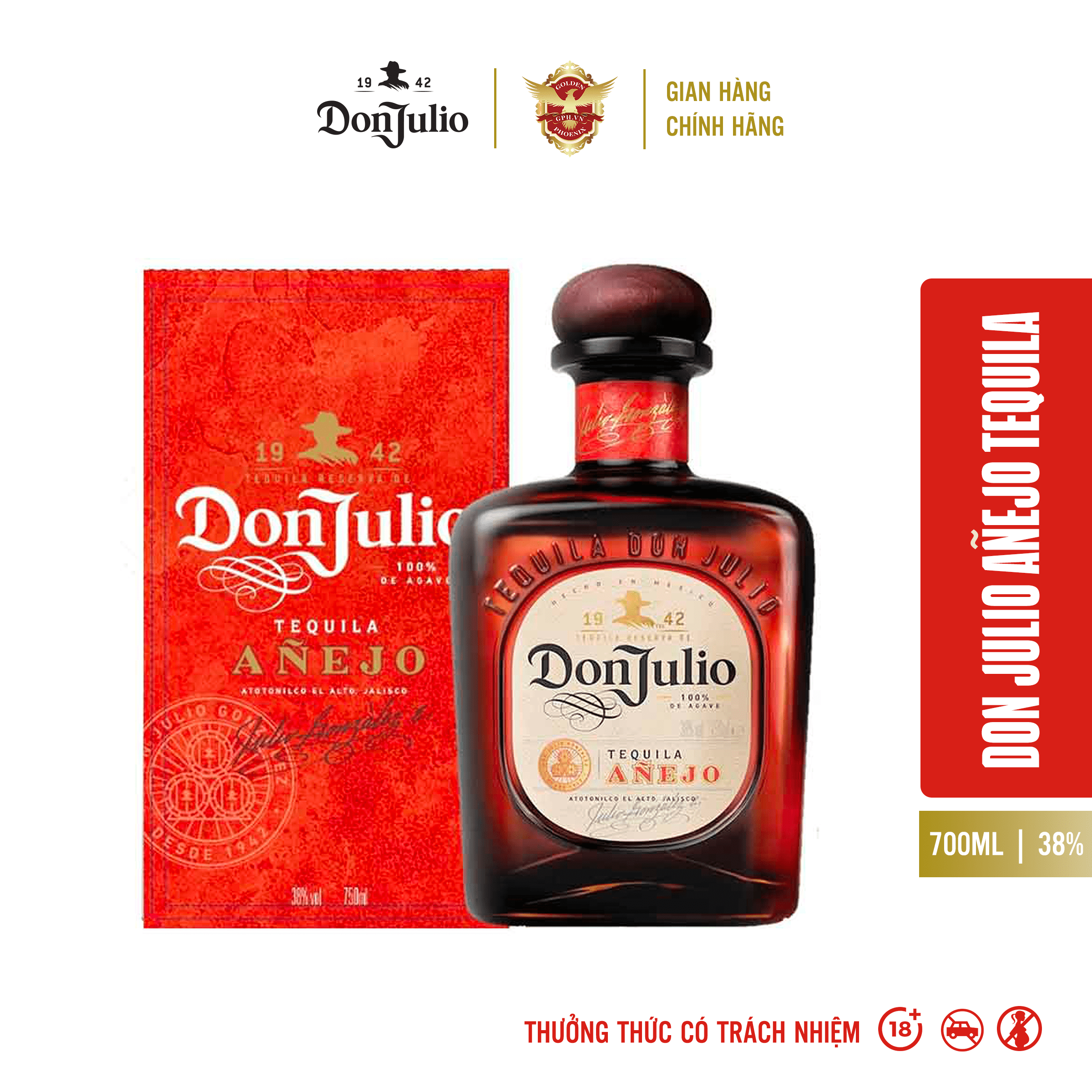 Rượu Don Julio Anejo Tequila 38% 750ml [Kèm Hộp] – Rượu Tequila Chính Hãng