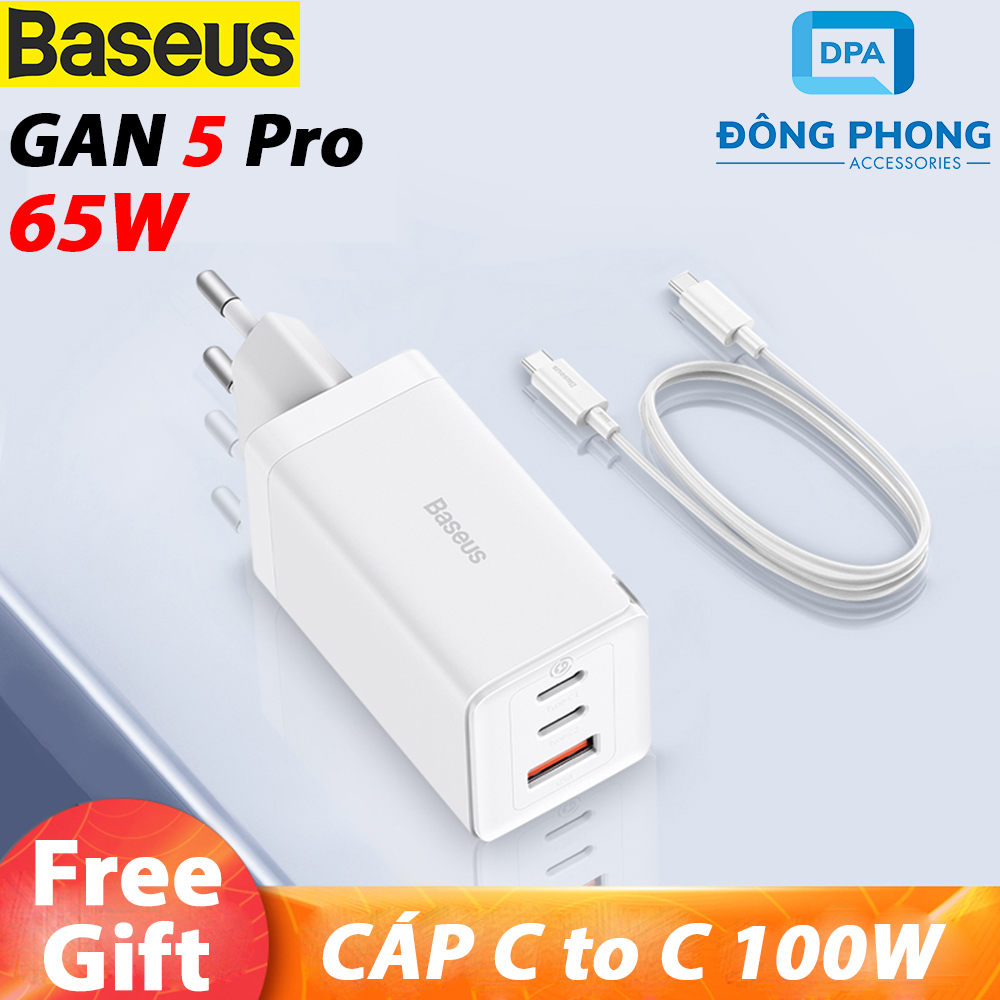 Bộ sạc nhanh đa năng baseus gan 5 pro quick charger 65w chính hãng