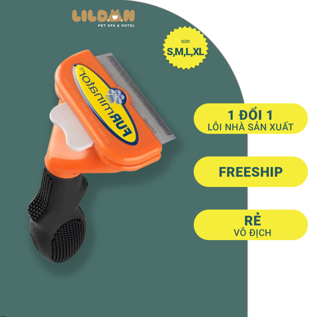 Furminator - lược chải lông gỡ rối lông chó mèo có nút bấm